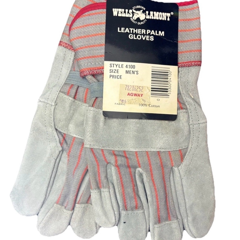 Wells Lamont Men White Mule Leather Palm Work Gloves 4100 Style - Brand New VTG